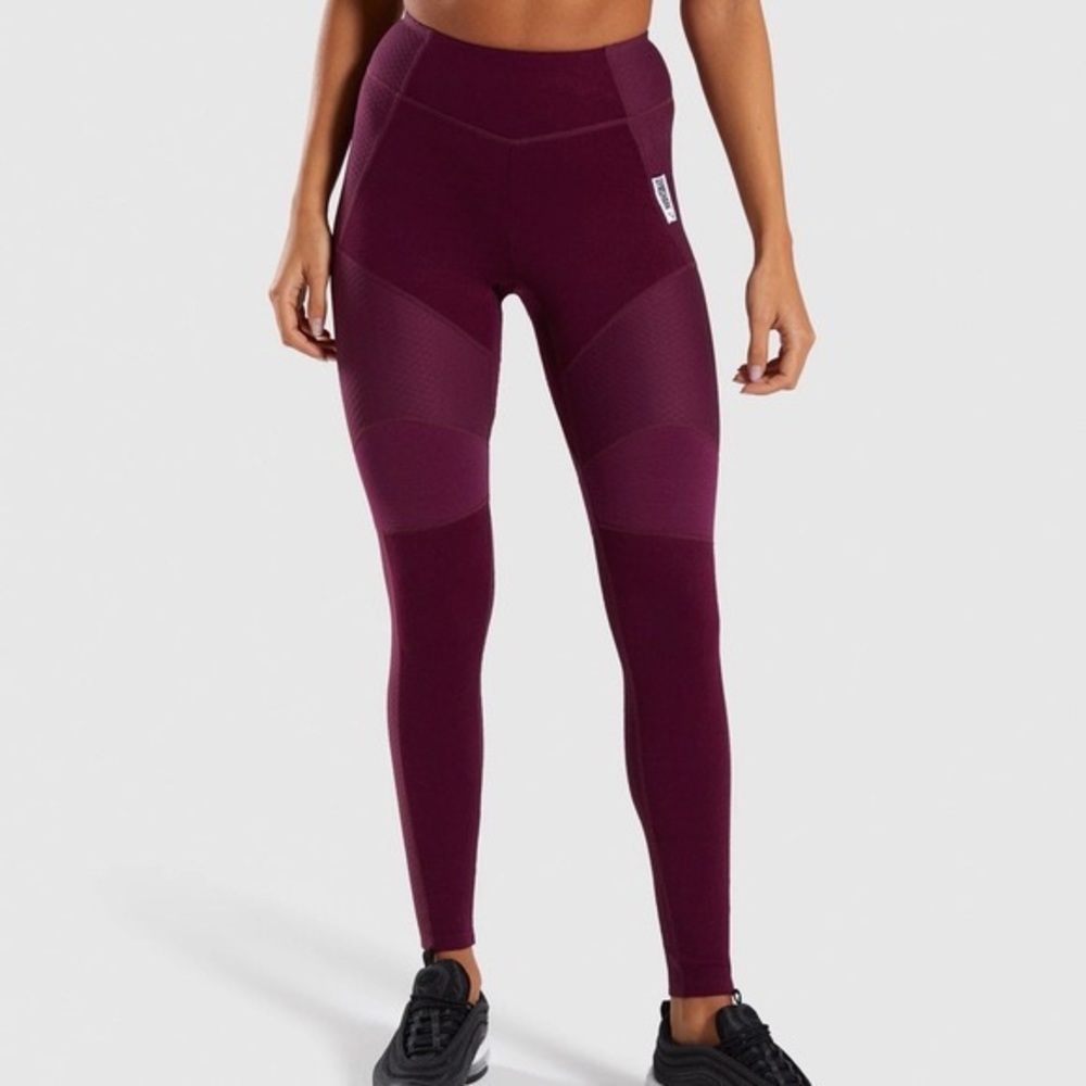 Gymshark True Texture Leggings - Dark Ruby - Large